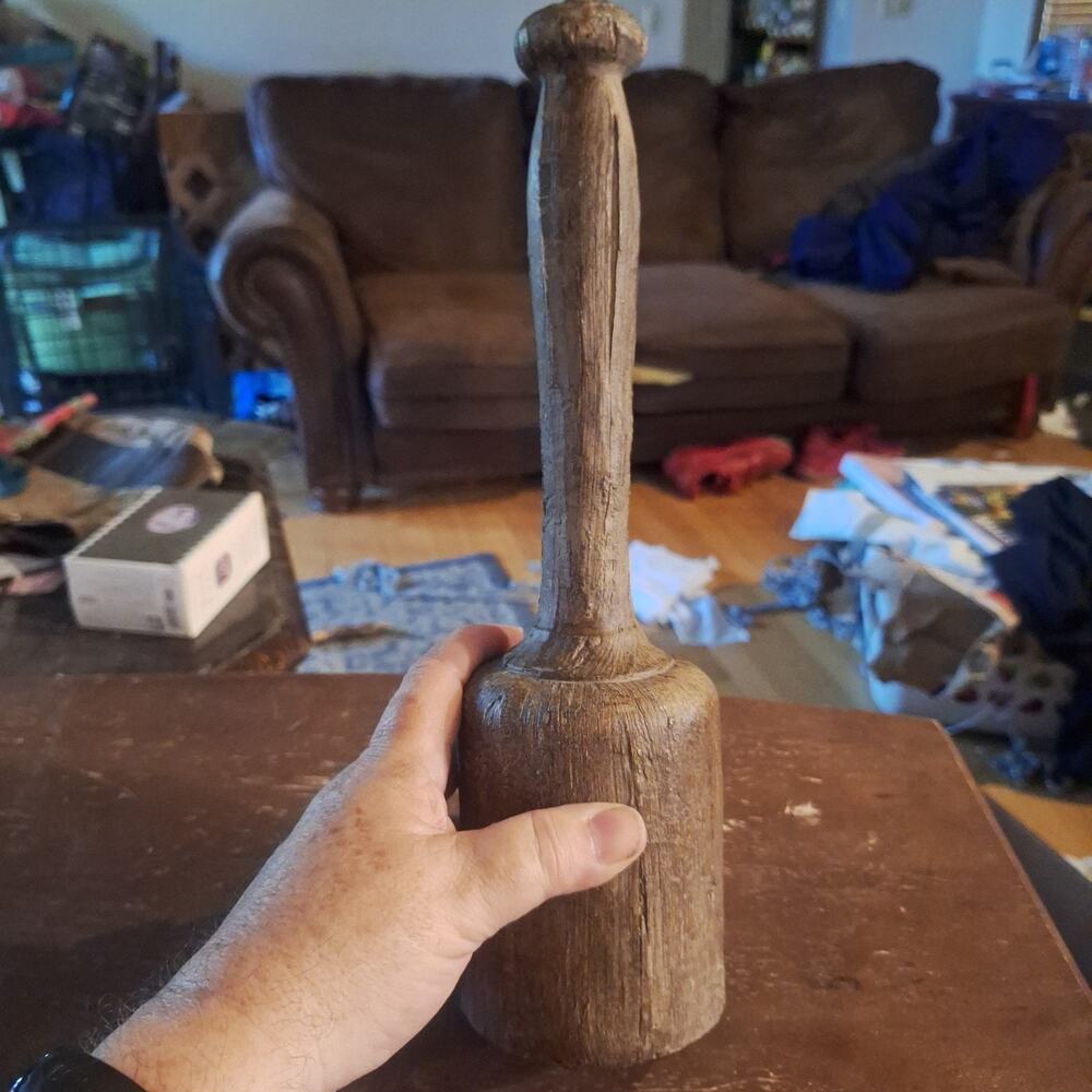 Antique Primitive Wood Pestle Masher Vintage Natural Aged Patina Cookware Unique